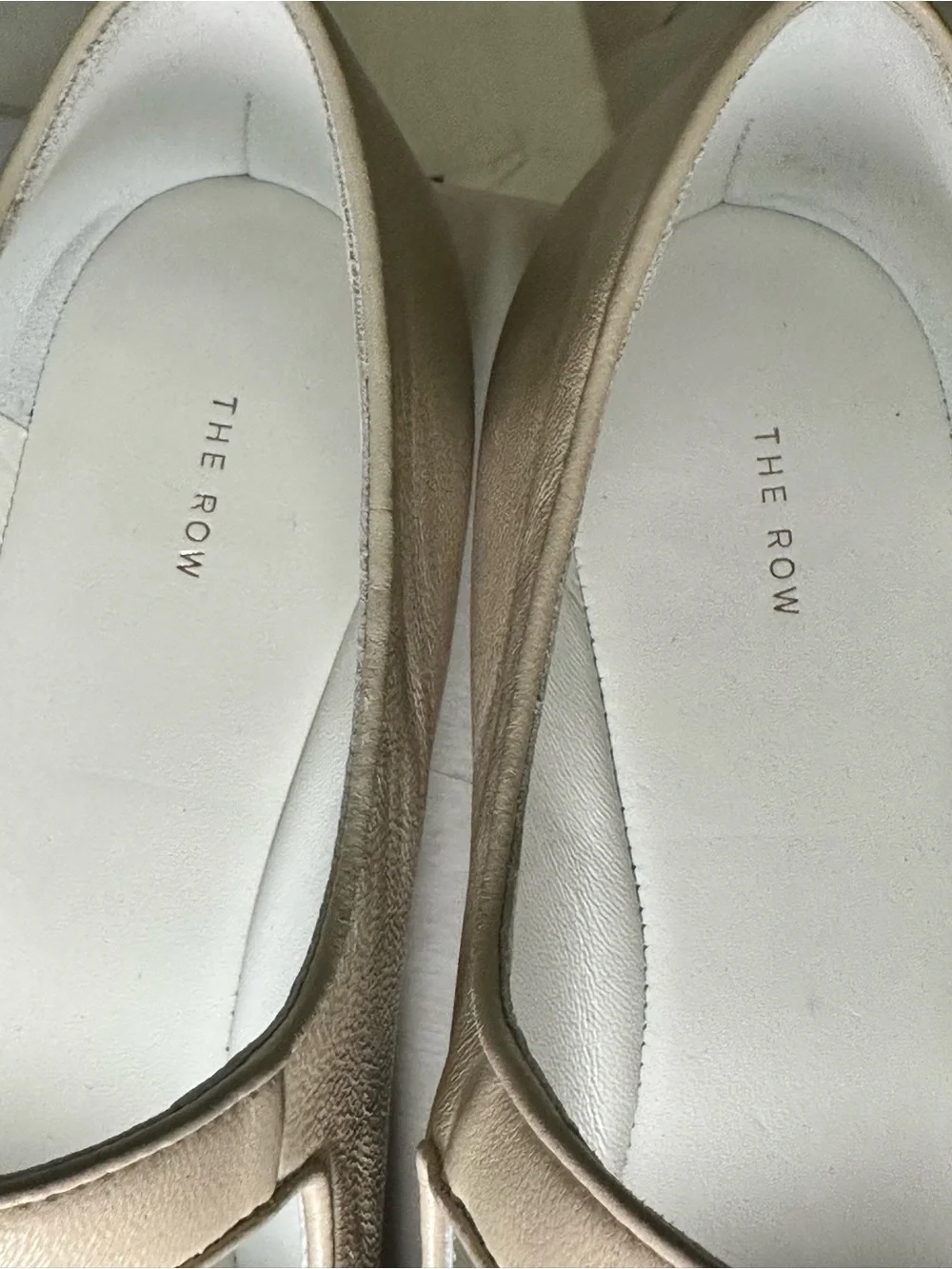 The Row Ava Mary Jane Flats Oatmilk Leather Size 38.5 Ivory Ballet